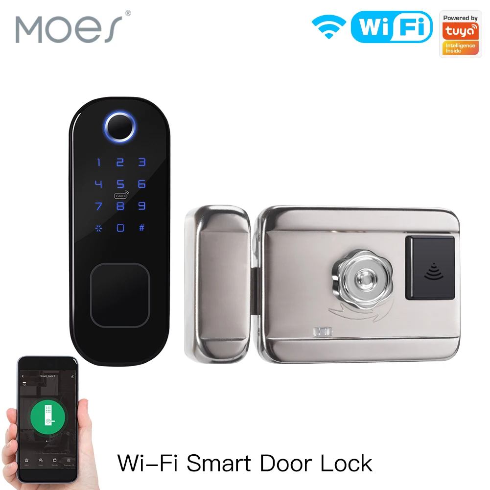 Smart Door Lock Wifi - MOES-Serrure Intelligente Tuya à Empreintes Digitales,