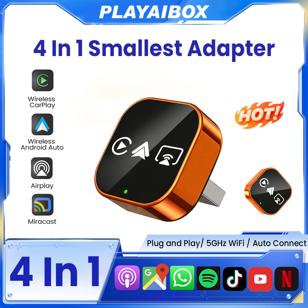 Wifi Smart Plug - Adaptateur CarPlay 4-en-1 Nouvelle Version 2026,