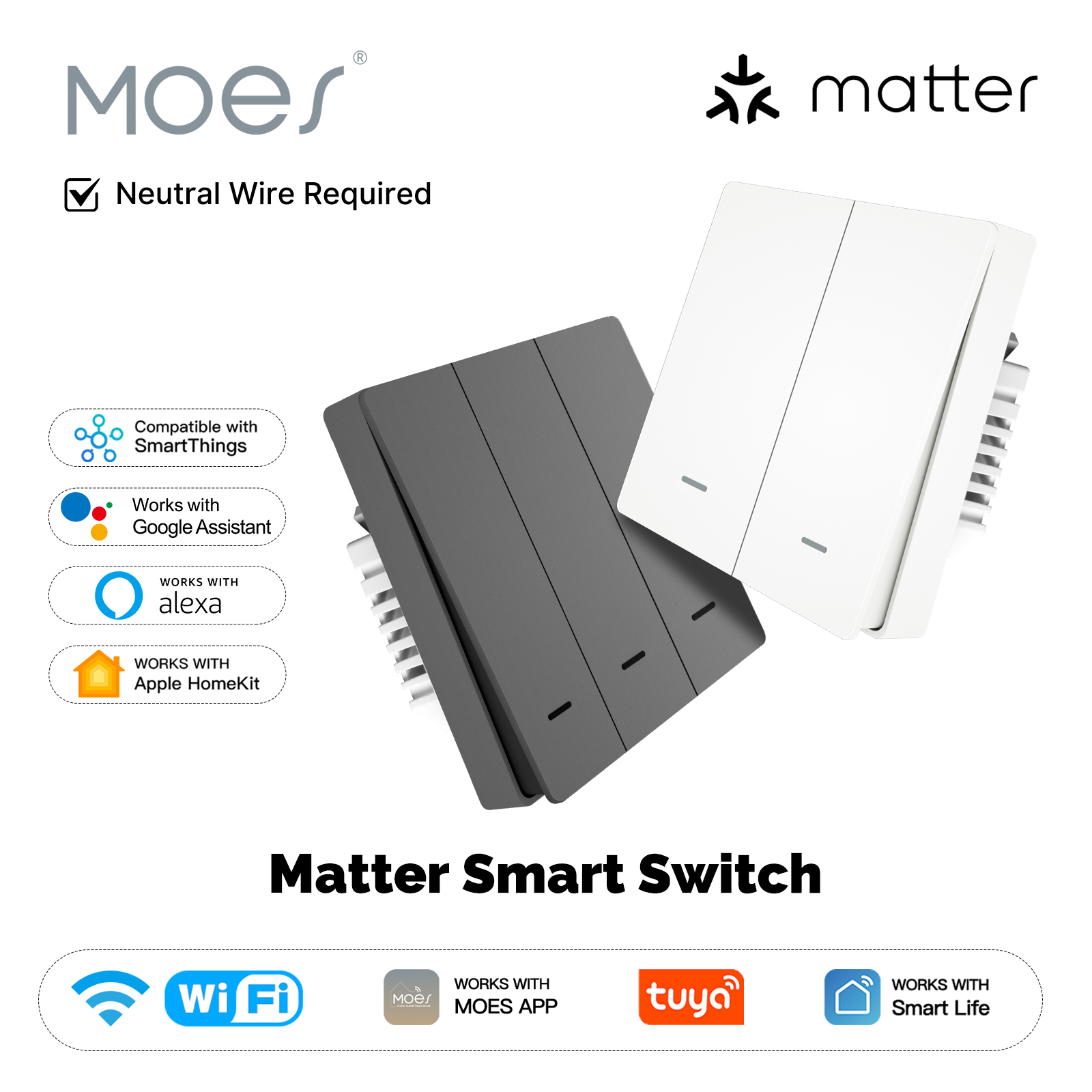 MOES Matter Tuya WiFi bouton l - Smart Light Switch Wifi avis et prix